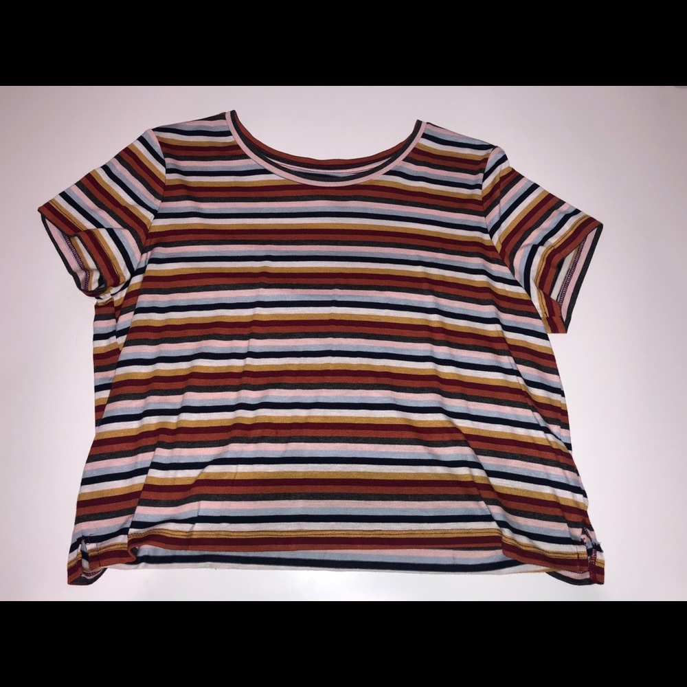 Retro rainbow striped tee